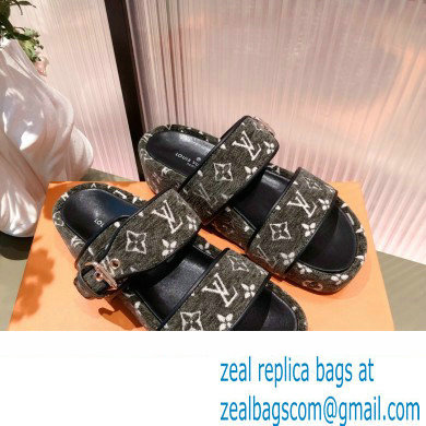 Louis Vuitton Monogram Velvet Jumbo Flatform Mules Gray 2022