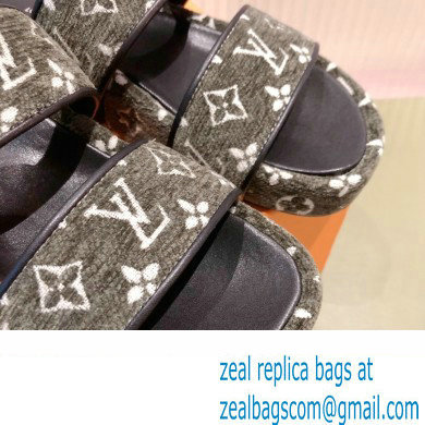 Louis Vuitton Monogram Velvet Jumbo Flatform Mules Gray 2022