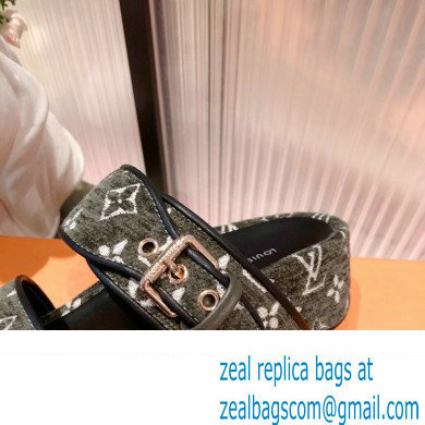Louis Vuitton Monogram Velvet Jumbo Flatform Mules Gray 2022