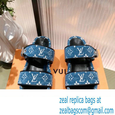 Louis Vuitton Monogram Velvet Jumbo Flatform Mules Light Blue 2022