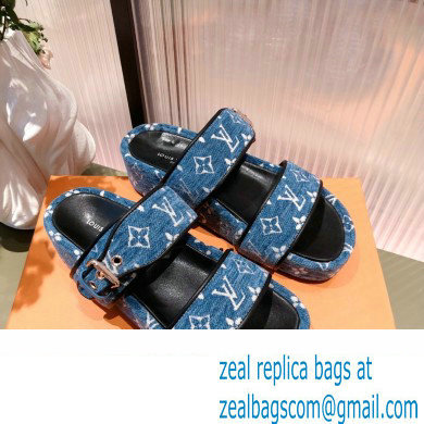 Louis Vuitton Monogram Velvet Jumbo Flatform Mules Light Blue 2022