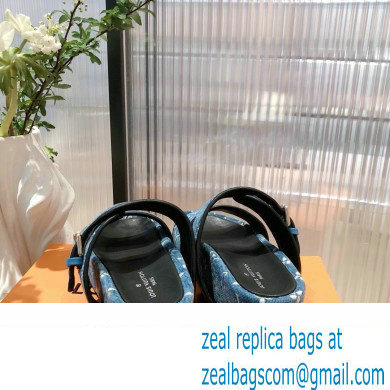 Louis Vuitton Monogram Velvet Jumbo Flatform Mules Light Blue 2022