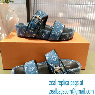 Louis Vuitton Monogram Velvet Jumbo Flatform Mules Light Blue 2022