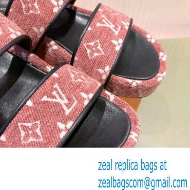 Louis Vuitton Monogram Velvet Jumbo Flatform Mules Pink 2022