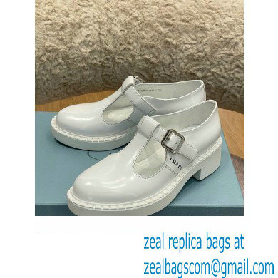 Prada Brushed Leather T-strap shoes White 2022