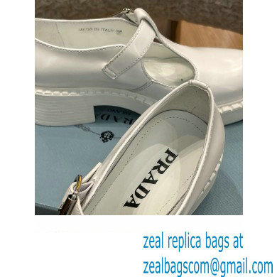 Prada Brushed Leather T-strap shoes White 2022