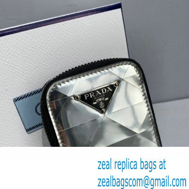 Prada Brushed Leather Triangle Motif Pouch Bag 2TL441 Silver 2022