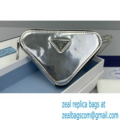 Prada Brushed Leather Triangle mini-pouch Bag 1NR005 Silver 2022 - Click Image to Close