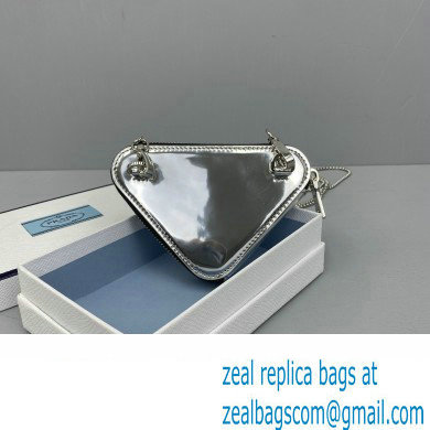 Prada Brushed Leather Triangle mini-pouch Bag 1NR005 Silver 2022 - Click Image to Close