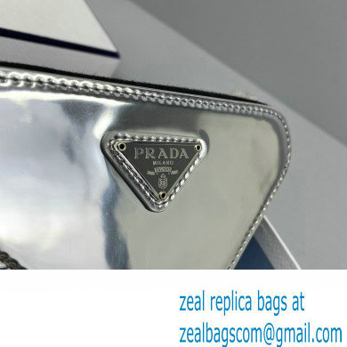 Prada Brushed Leather Triangle mini-pouch Bag 1NR005 Silver 2022
