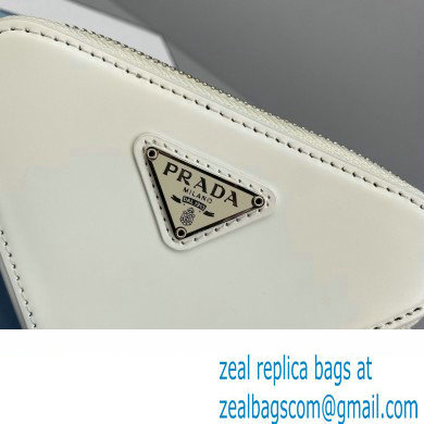 Prada Brushed Leather Triangle mini-pouch Bag 1NR005 White 2022 - Click Image to Close