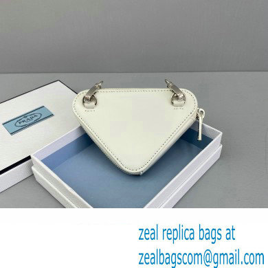 Prada Brushed Leather Triangle mini-pouch Bag 1NR005 White 2022 - Click Image to Close