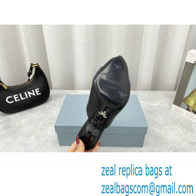 Prada Heel 9cm triangle logo Brushed leather slides Black 2022 - Click Image to Close