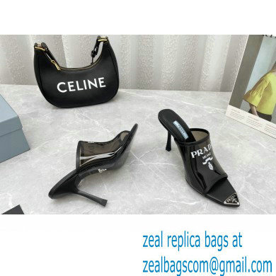 Prada Heel 9cm triangle logo Pvc slides Black 2022