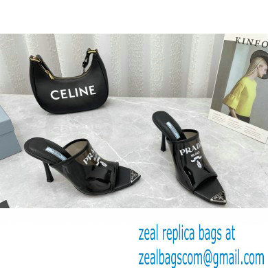 Prada Heel 9cm triangle logo Pvc slides Black 2022