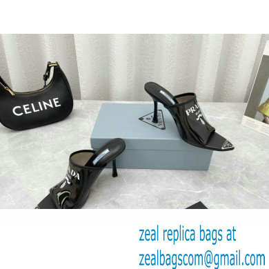 Prada Heel 9cm triangle logo Pvc slides Black 2022 - Click Image to Close