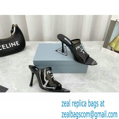 Prada Heel 9cm triangle logo Pvc slides Black 2022