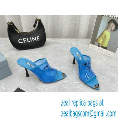 Prada Heel 9cm triangle logo Pvc slides Blue 2022