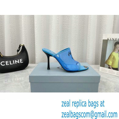 Prada Heel 9cm triangle logo Pvc slides Blue 2022 - Click Image to Close