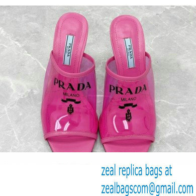 Prada Heel 9cm triangle logo Pvc slides Fuchsia 2022