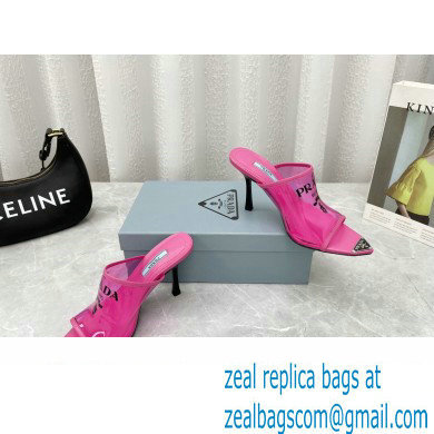 Prada Heel 9cm triangle logo Pvc slides Fuchsia 2022