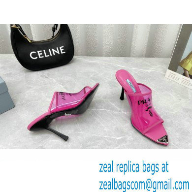 Prada Heel 9cm triangle logo Pvc slides Fuchsia 2022