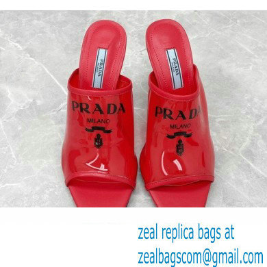 Prada Heel 9cm triangle logo Pvc slides Red 2022