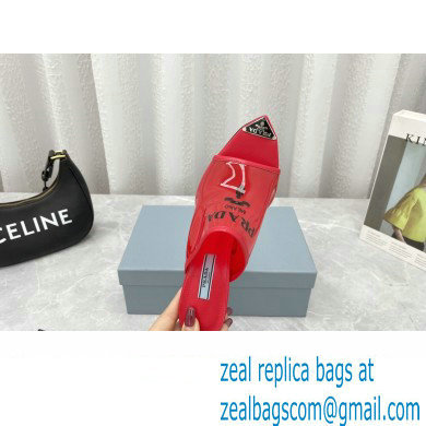 Prada Heel 9cm triangle logo Pvc slides Red 2022 - Click Image to Close