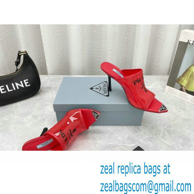 Prada Heel 9cm triangle logo Pvc slides Red 2022 - Click Image to Close