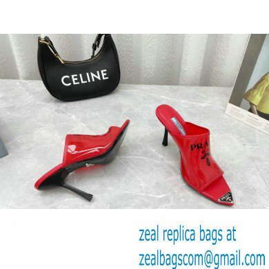 Prada Heel 9cm triangle logo Pvc slides Red 2022