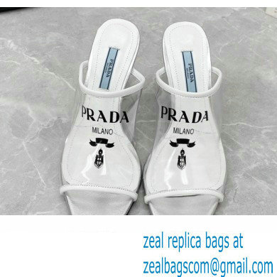 Prada Heel 9cm triangle logo Pvc slides White 2022 - Click Image to Close