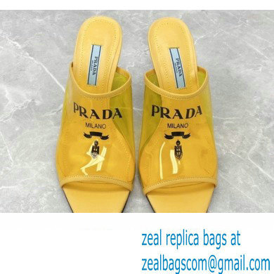 Prada Heel 9cm triangle logo Pvc slides Yellow 2022 - Click Image to Close