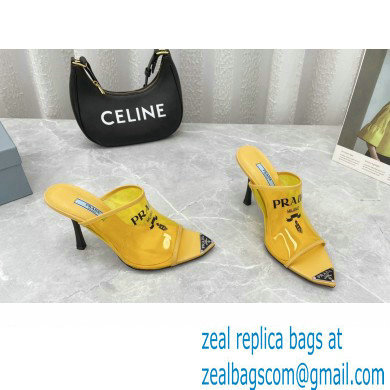 Prada Heel 9cm triangle logo Pvc slides Yellow 2022