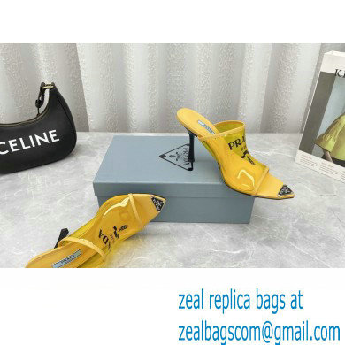 Prada Heel 9cm triangle logo Pvc slides Yellow 2022 - Click Image to Close