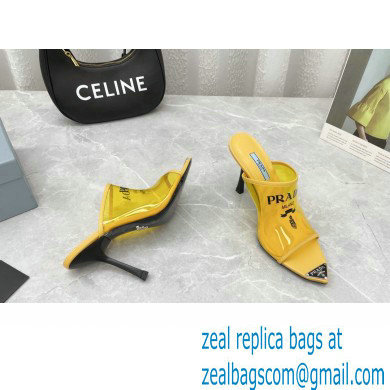 Prada Heel 9cm triangle logo Pvc slides Yellow 2022
