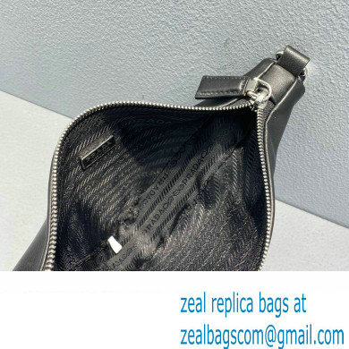 Prada Leather Triangle Pouch Bag 1NE039 Black 2022 - Click Image to Close