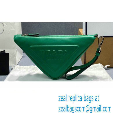 Prada Leather Triangle Pouch Bag 1NE039 Green 2022