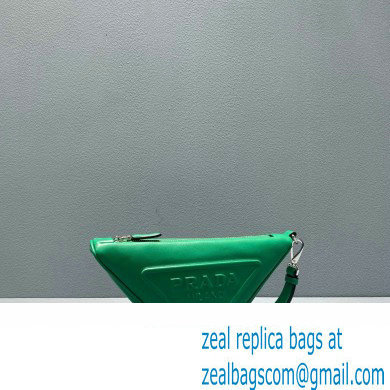 Prada Leather Triangle Pouch Bag 1NE039 Green 2022 - Click Image to Close