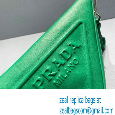 Prada Leather Triangle Pouch Bag 1NE039 Green 2022 - Click Image to Close