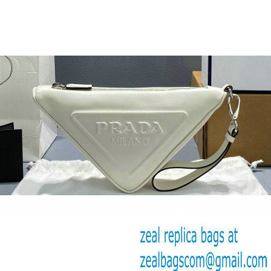 Prada Leather Triangle Pouch Bag 1NE039 White 2022 - Click Image to Close