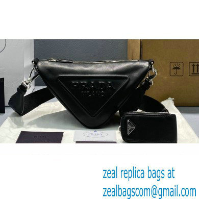 Prada Leather Triangle Shoulder Bag 1BH190 Black 2022 - Click Image to Close