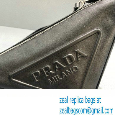 Prada Leather Triangle Shoulder Bag 1BH190 Black 2022 - Click Image to Close