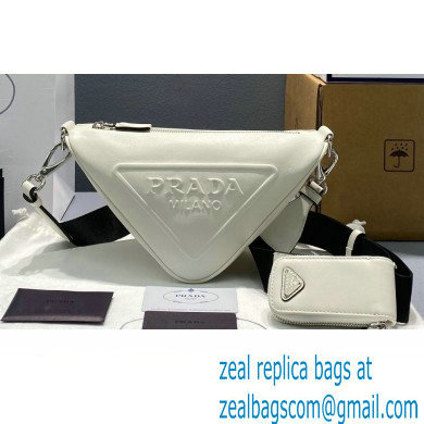 Prada Leather Triangle Shoulder Bag 1BH190 White 2022