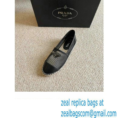 Prada Mesh Leather Logo Espadrilles Black 2022