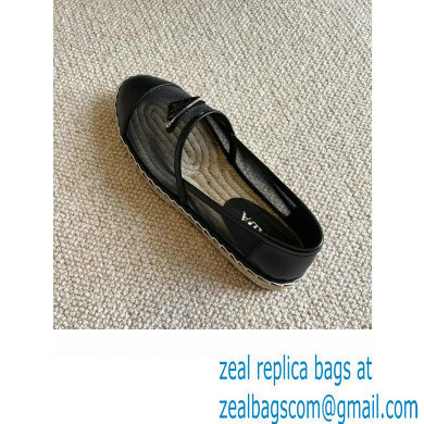 Prada Mesh Leather Logo Espadrilles Black 2022