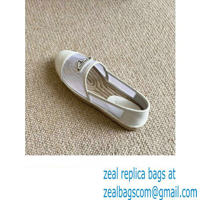 Prada Mesh Leather Logo Espadrilles White 2022