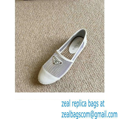 Prada Mesh Leather Logo Espadrilles White 2022