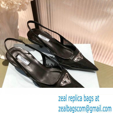 Prada Mesh fabric slingback pumps Black 2022