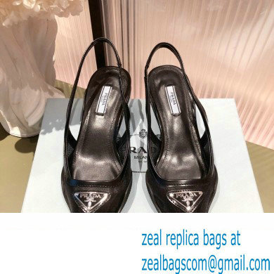 Prada Mesh fabric slingback pumps Black 2022 - Click Image to Close