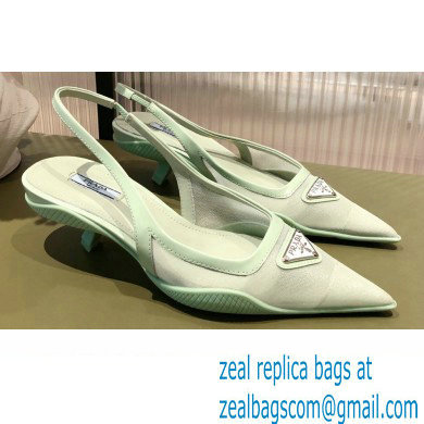 Prada Mesh fabric slingback pumps Green 2022